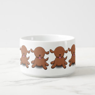 Cute happy puppy dog cartoon illustration bowl