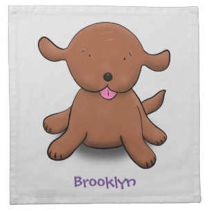 Cute happy puppy dog cartoon illustration cloth napkin