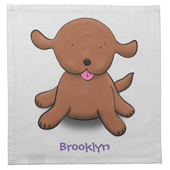 Cute happy puppy dog cartoon illustration cloth napkin (Front)