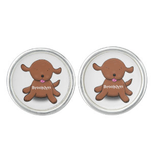 Cute happy puppy dog cartoon illustration cufflinks