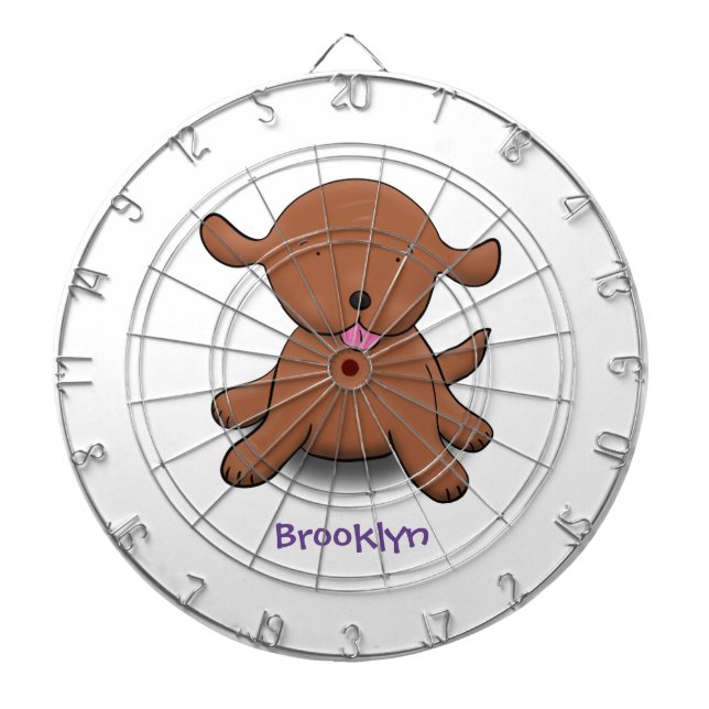 Cute happy puppy dog cartoon illustration dart board (Front)