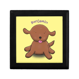 Cute happy puppy dog cartoon illustration gift box