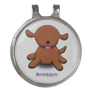 Cute happy puppy dog cartoon illustration golf hat clip
