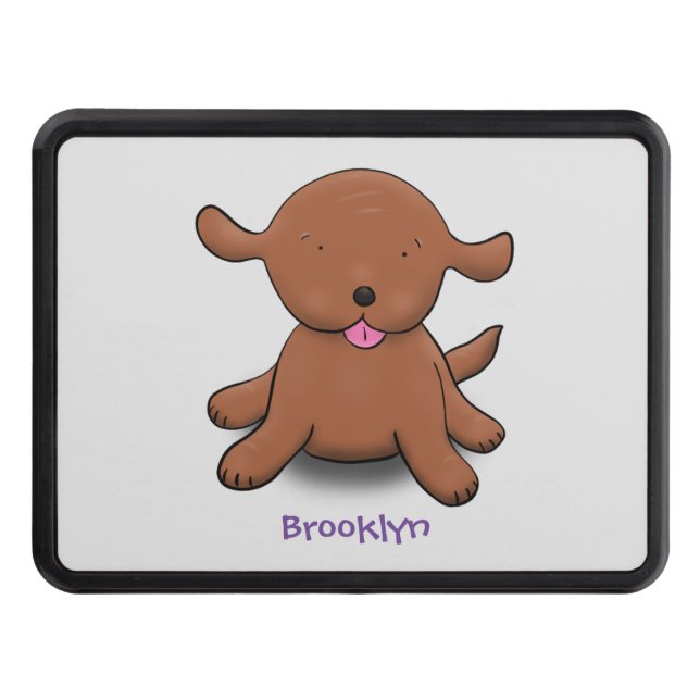 Cute happy puppy dog cartoon illustration hitch cover (Front)