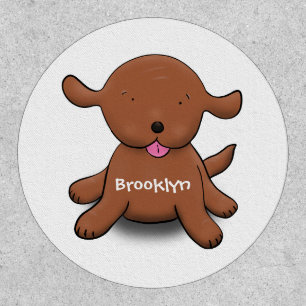 Cute happy puppy dog cartoon illustration  patch