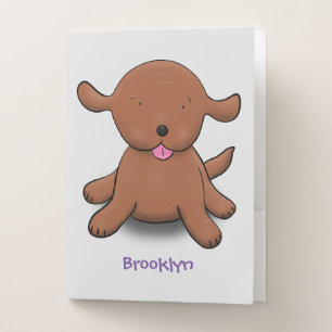 Cute happy puppy dog cartoon illustration pocket folder