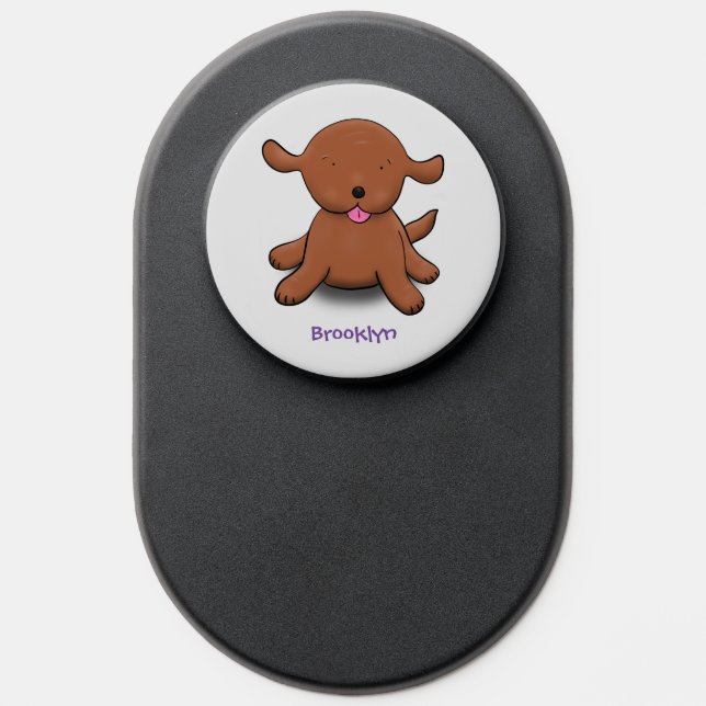 Cute happy puppy dog cartoon illustration PopSocket (Popsocket)