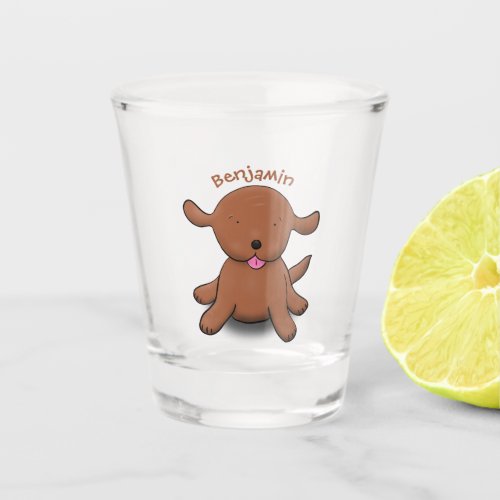 Cute happy puppy dog cartoon illustration shot glass