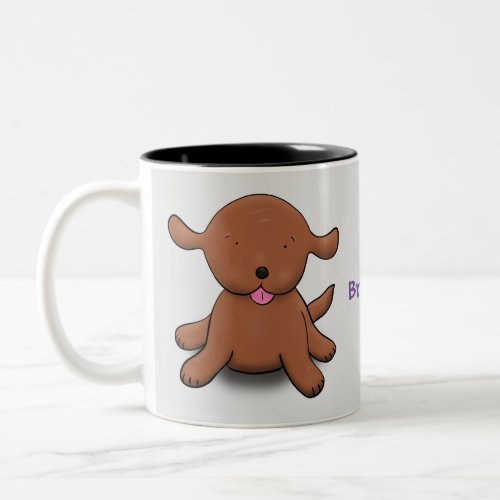 Cute happy puppy dog cartoon illustration Two_Tone coffee mug