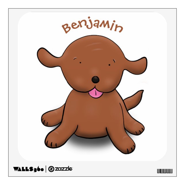 Cute happy puppy dog cartoon illustration wall decal (Front)