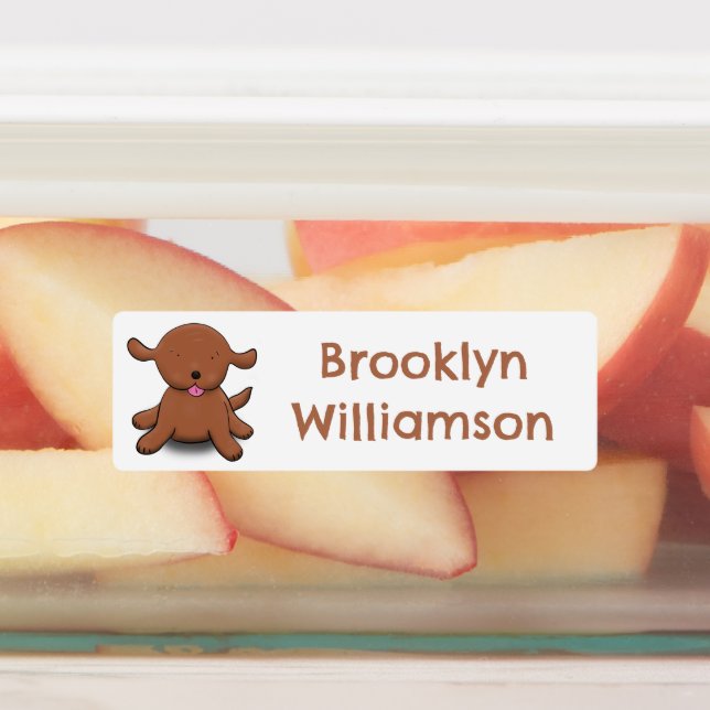 Cute happy puppy dog cartoon personalized labels (Affixed)