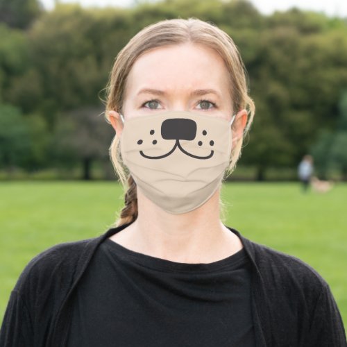 Cute Happy Puppy Dog Doggy Cartoon Face Adult Cloth Face Mask