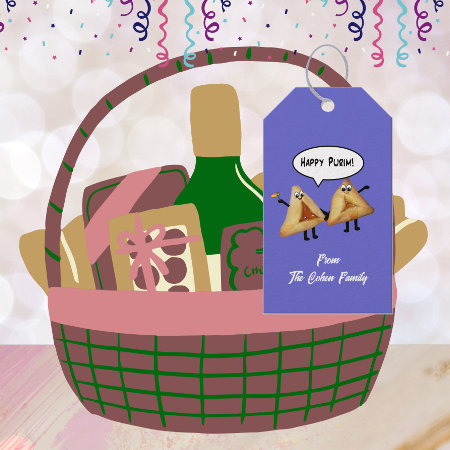 Cute Happy Purim Hamentaschen Mishloach Manot Gift Tags