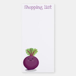 Cute happy purple beet cartoon illustration magnetic notepad