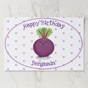Cute happy purple beet cartoon illustration paper pad