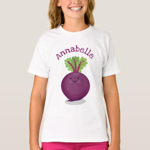Cute happy purple beet cartoon illustration T-Shirt