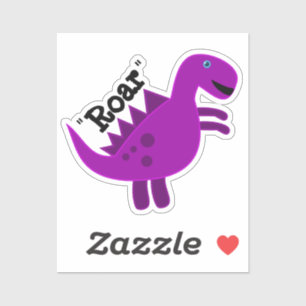 Cute Happy Purple Dinosaur Roar Sticker