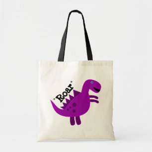 Cute Happy Purple Dinosaur Tote Bag