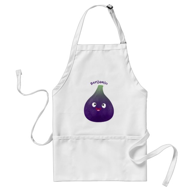 Cute happy purple fig fruit cartoon adult apron (Front)