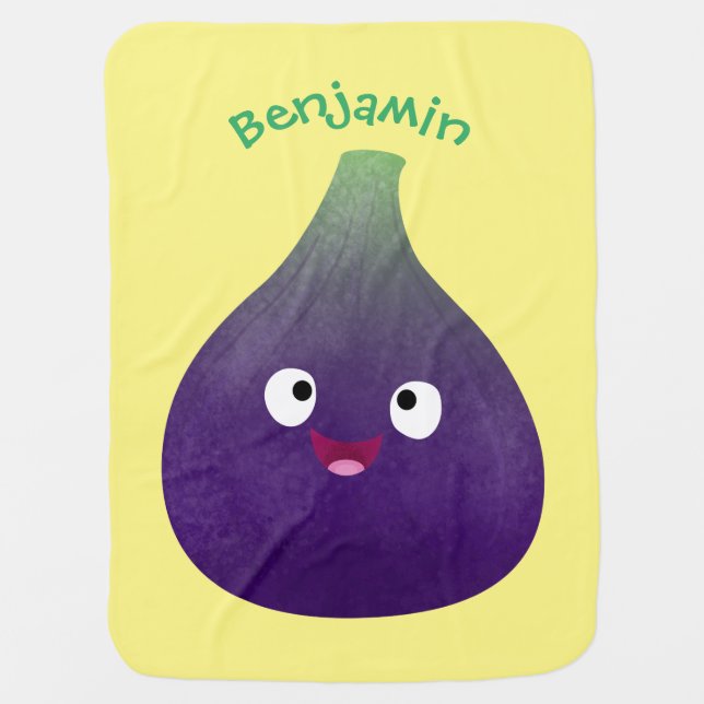Cute happy purple fig fruit cartoon baby blanket (Front)