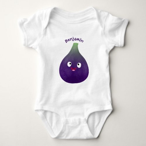 Cute happy purple fig fruit cartoon baby bodysuit