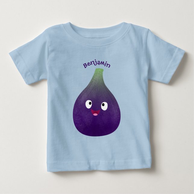 Cute happy purple fig fruit cartoon baby T-Shirt (Front)