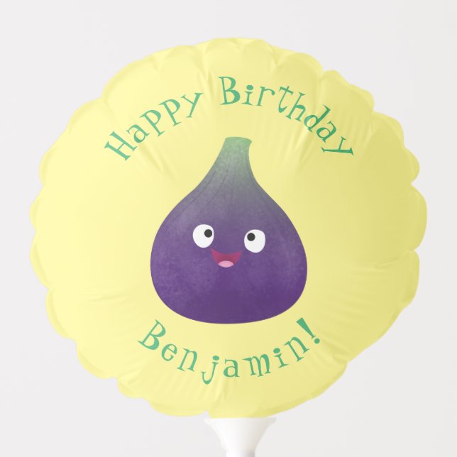 Cute happy purple fig fruit cartoon balloon (Front)