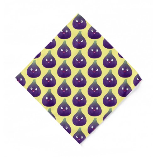 Cute happy purple fig fruit cartoon bandana