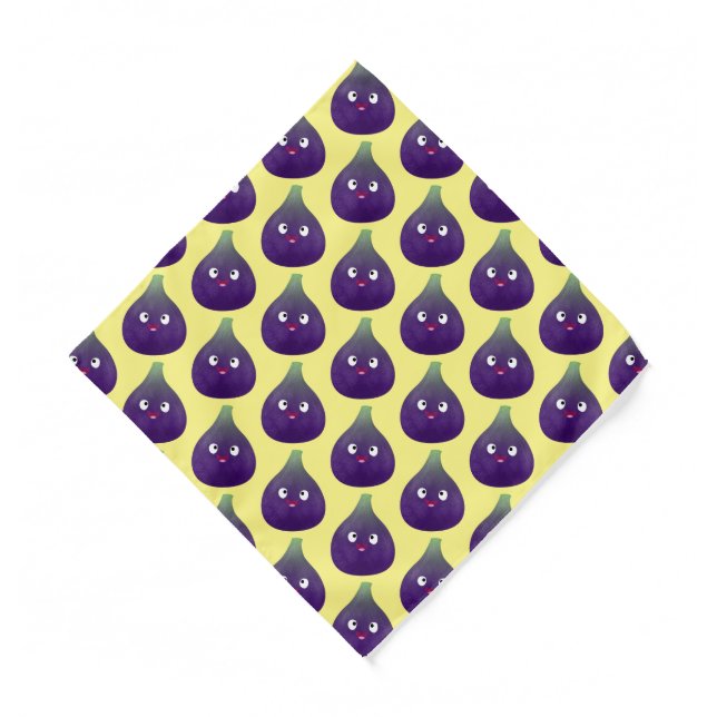 Cute happy purple fig fruit cartoon bandana (Front)