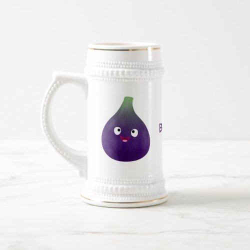 Cute happy purple fig fruit cartoon  beer stein