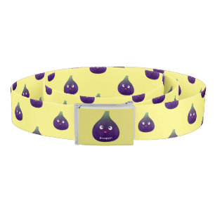 Cute happy purple fig fruit cartoon belt