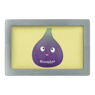 Cute happy purple fig fruit cartoon belt buckle