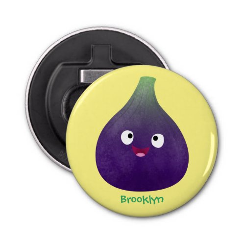 Cute happy purple fig fruit cartoon bottle opener