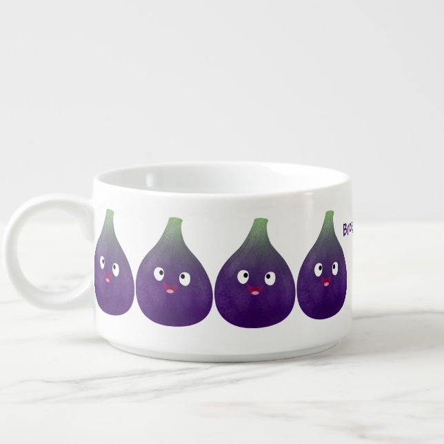 Cute happy purple fig fruit cartoon bowl (Right)