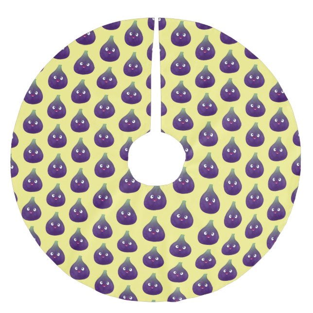 Cute happy purple fig fruit cartoon brushed polyester tree skirt (Front)