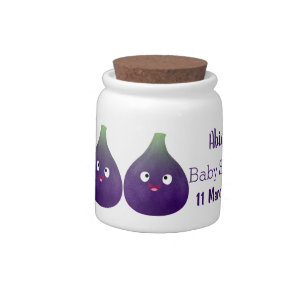 Cute happy purple fig fruit cartoon candy jar