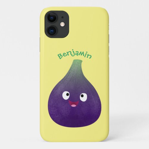 Cute happy purple fig fruit cartoon iPhone 11 case