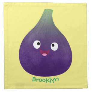 Cute happy purple fig fruit cartoon cloth napkin