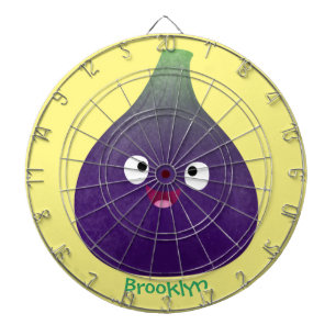 Cute happy purple fig fruit cartoon dart board