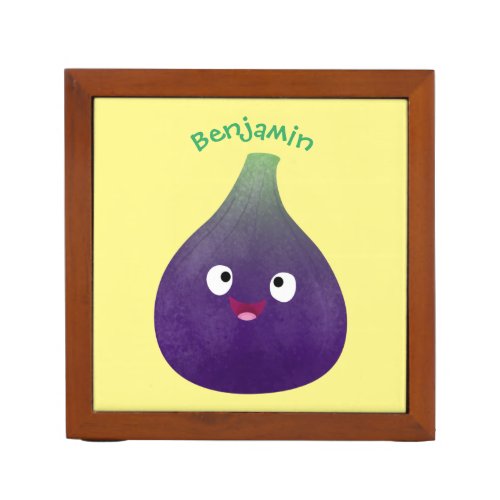 Cute happy purple fig fruit cartoon desk organizer