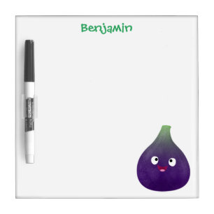 Cute happy purple fig fruit cartoon dry erase board