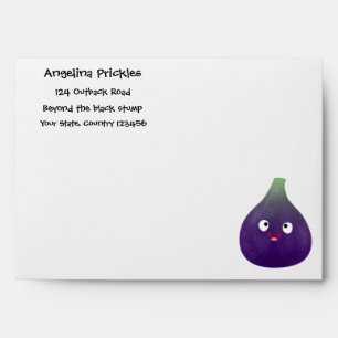 Cute happy purple fig fruit cartoon envelope