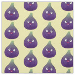 Cute happy purple fig fruit cartoon  fabric