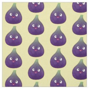 Cute happy purple fig fruit cartoon fabric