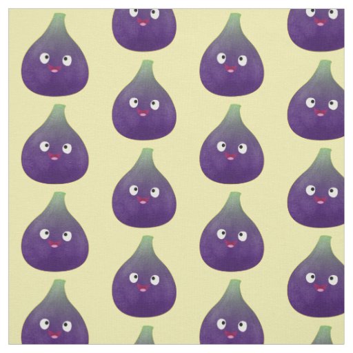 Cute happy purple fig fruit cartoon  fabric