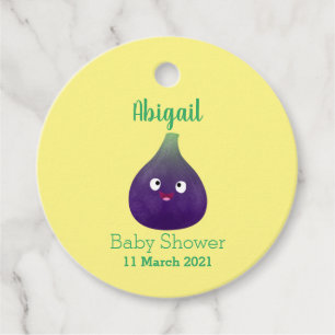 Cute happy purple fig fruit cartoon favor tags