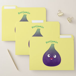 Cute happy purple fig fruit cartoon file folder