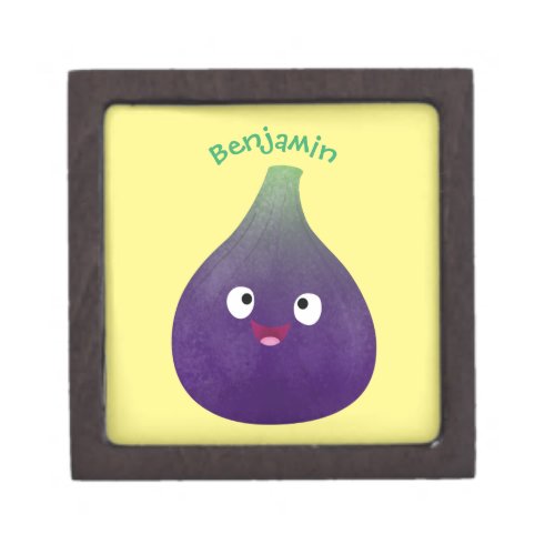Cute happy purple fig fruit cartoon gift box