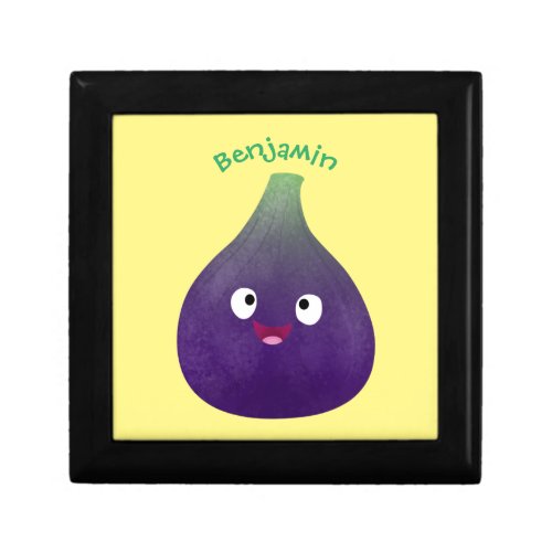 Cute happy purple fig fruit cartoon gift box