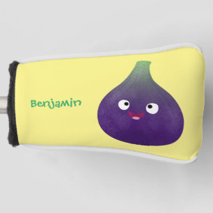 Cute happy purple fig fruit cartoon golf head cover